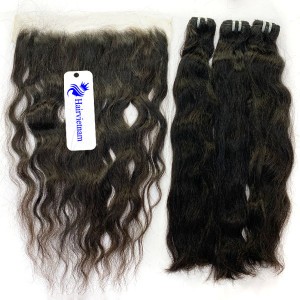 Vietnamese Natural Wavy Hair Bundles With Frontal 13x4